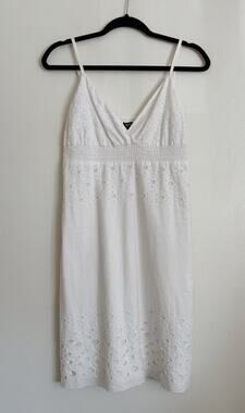 White Vintage Esprit Eyelet Lace Mini Dress US 8